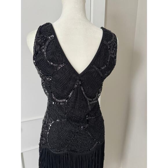 Black Sequins Fringe Dress Stunning Party Stopper Size Small - Picture 6 of 7